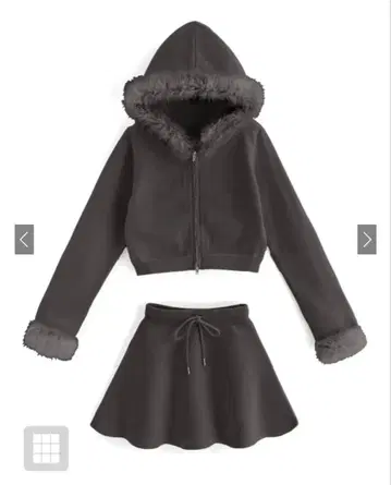 [ GRL ] 퍼 후드티 x 플레어 스커트 니트 셋업[an1481]