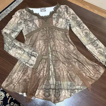 ozz angelo 중첩 레이스 레이스업 튜닉 원피스