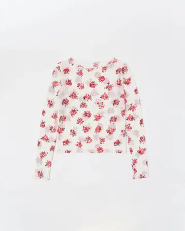 POPPY RED BOUQUET SEE-THROUGH TOPS
