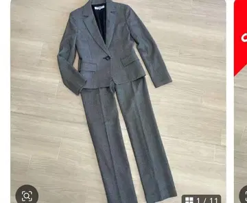 내추럴 뷰티 베이직, 그레이 체크 무늬 수트 셋업