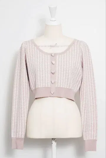 pium 레이스 테이프 하트 버튼 니트