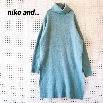 니코앤드 니트 원피스 터틀넥 루즈핏 (M) 더스티 블루