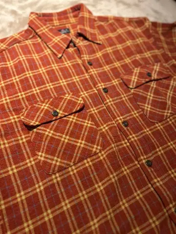 [ 70s ] vintage Hanes 체크 셔츠 빨간색 옐로우 컬러