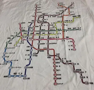 오사카 메트로 노선도 T셔츠 지하철 노선 역명 T 2X