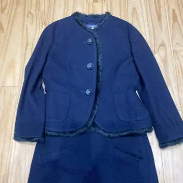 새상품급 이에나 수트 골드 버튼 노카라 자켓 버튼 트위드 38