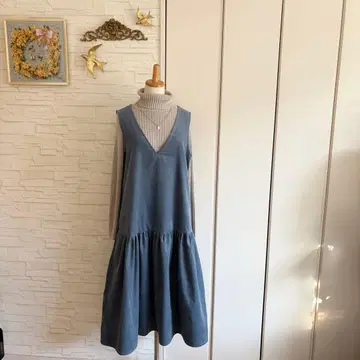 가을/겨울 코듀로이 오버롤 스커트 원피스 블루 그레이