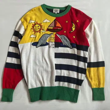 까스텔바작 골프 스웨터 컬러풀 면 100%