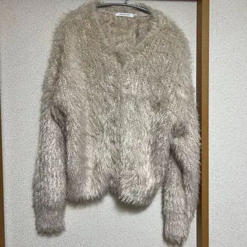 샤기 니트 크루넥 가디건