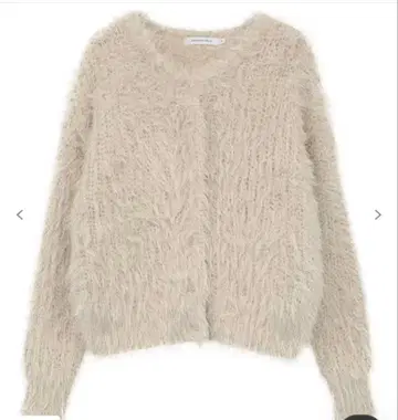 샤기 니트 크루넥 가디건