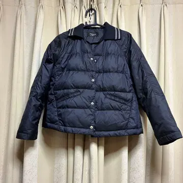 네이비 다운 자켓 스트라이프 옷깃