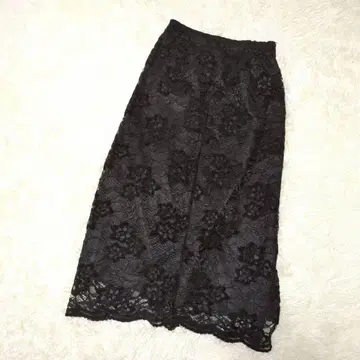 클리어 블랙 레이스 스커트 롱 기장 F 맥시 길이 페미닌