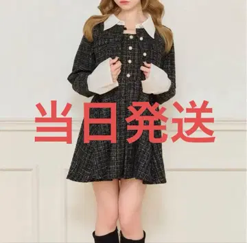 아프레 주르 트위드 숏 자켓 미니 원피스 세트