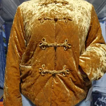 골드 (겨자색) 벨벳 퀼팅 자켓 차이나풍