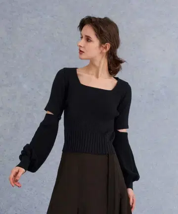 PUBLIC TOKYO 암워머 참 슬릿 리브 니트