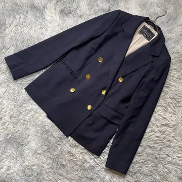 새상품급 SNIDEL 서스테인 골드 버튼 더블 브레스트 자켓 S 네이비