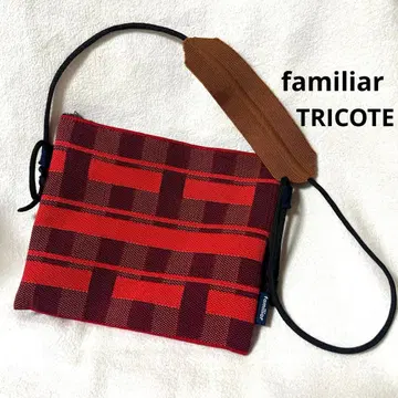 파밀리아 x 트리코테 사코슈 빨간색 계열 체크 미니백