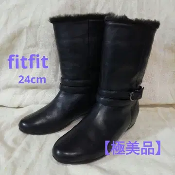새상품급 fitfit 핏핏 부츠 24.5 블랙 천연 가죽
