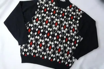 ETOILE 캐시미어 100% 다이아 무늬 스웨터 블랙 컬러 남성용 L