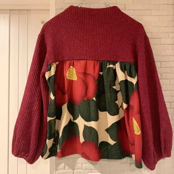 미사용 후리후 니트 동백 리브 짜임 소매 밴딩 보르도