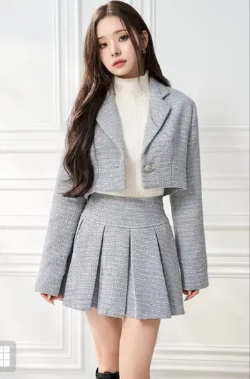 GRL 라메 트위드 플리츠 스커트 셋업 [dk1317]