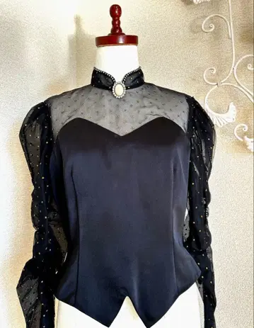 도쿄 블라우스 Jewelry 엘레강트 포멀 블라우스 파티 블랙