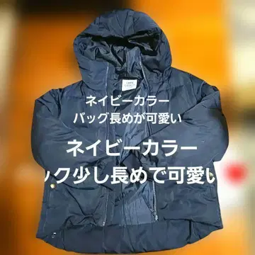 네이비 후드 부착 다운 자켓