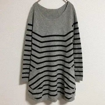 DAMA 니트 스웨터 긴팔 캐시미어 100% 보더