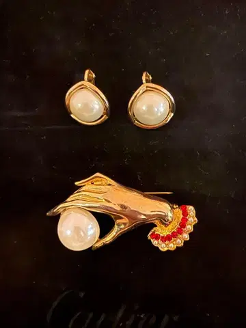 펄 세트 브로치 귀걸이 목걸이 세트 진주 관혼상제