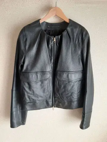 마르티니크 노카라 턱 가죽 자켓 블랙 양가죽 포켓