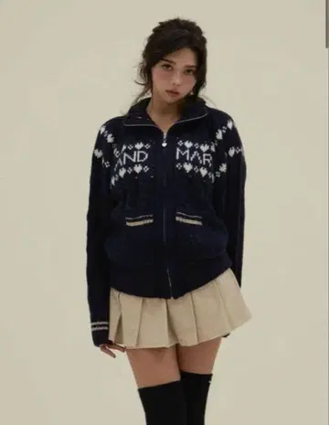 ANDMARY 메리 니트 코위찬 네이비 안도마리 니트