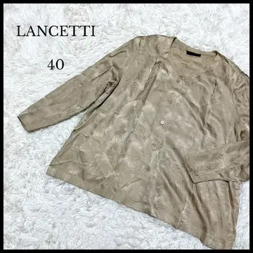 [ LANCETTI ] 란체티 실크 긴팔 셔츠 40 베이지 올 패턴