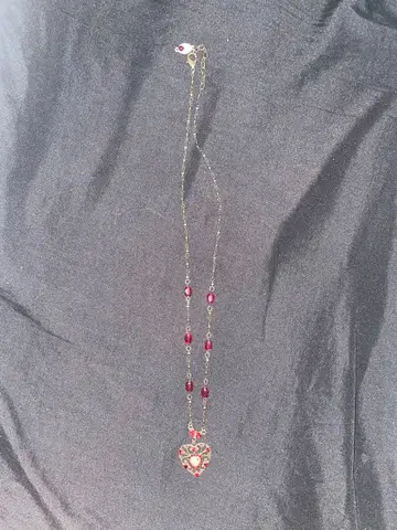 빈티지 BELLADONNA 베라돈나 하트 목걸이 빨간색