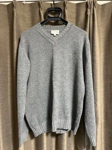 LACOSTE 그레이 캐시미어 혼방 V넥 니트 M