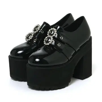 bubbles 더블 버클 통굽 신발 블랙