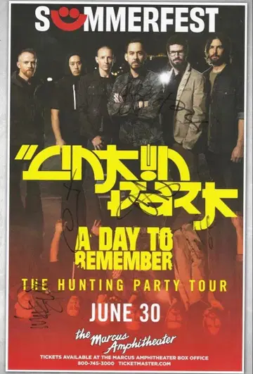 린킨파크 LINKIN PARK 초기 멤버 6인 사인 포함 포스터