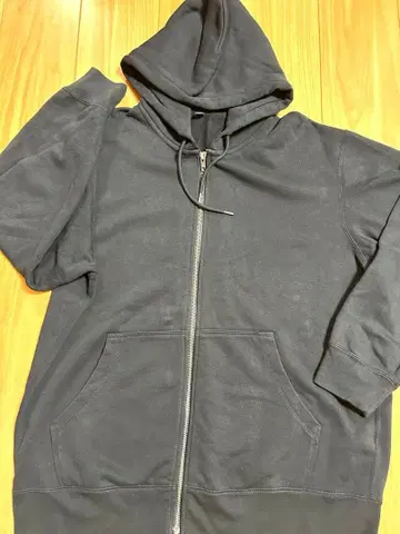 유니클로 남성용 블랙 풀 집업 후드티