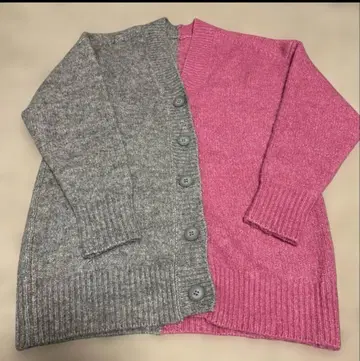 ZARA 그레이/핑크 바이컬러 니트 가디건