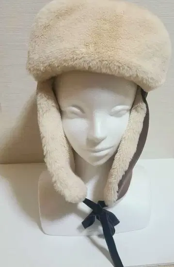 인조 모피 플라이트 캡 베이지/브라운