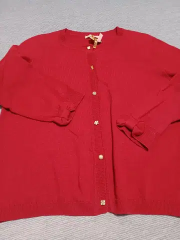 Rose Tiara 빨간색 긴팔 가디건