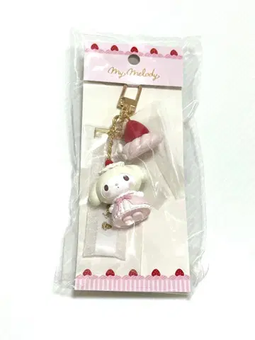 새상품 산리오 딸기 휘핑 케이크 스트랩 키링 마이멜로디