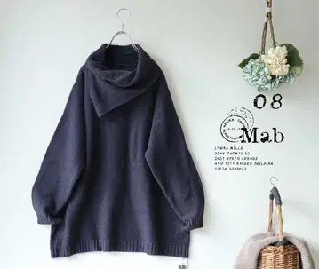 새상품 할인 08맵*네이비 롤카라 코마편 풀오버 니트 가을/겨울 140