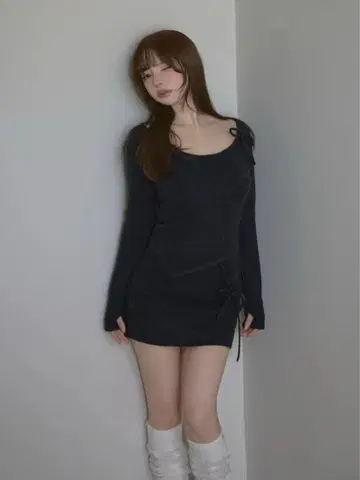 미개봉 새상품 AM1614 Flower knit set up black