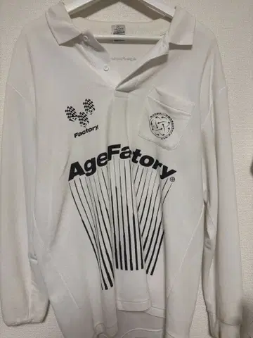 AgeFactory 화이트 긴팔 피케 셔츠 XL