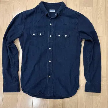 THE FLAT HEAD 인디고 도비 웨스턴 셔츠 M
