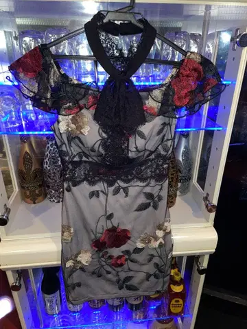 자수 꽃무늬 그레이 드레스 S 사이즈