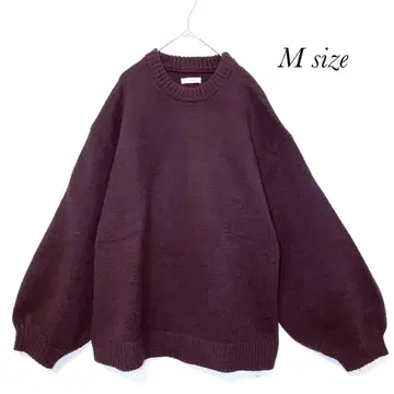 쿠시루 니트 와이드 벌룬 슬리브 루즈 스웨터 와인 레드 빅 사이즈 M