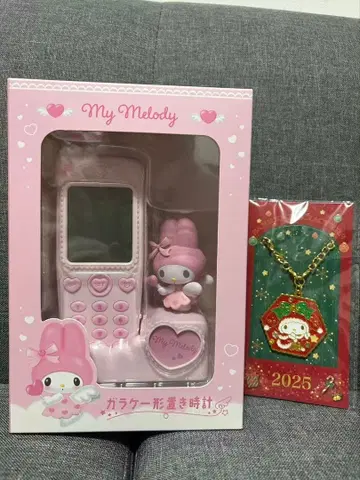 폴더폰 모양 탁상시계 마이멜로디 산리오 보증서 포함