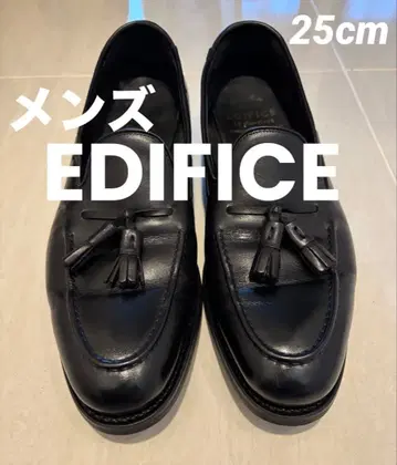 남성용 EDIFICE 블랙 가죽 태슬 로퍼