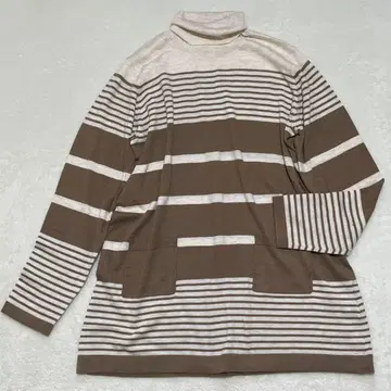 울 혼방 레 상센스 니트 보더 터틀넥 오버 사이즈 F