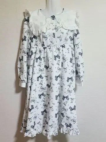 진화이트 앨리스 리본 무늬 원피스